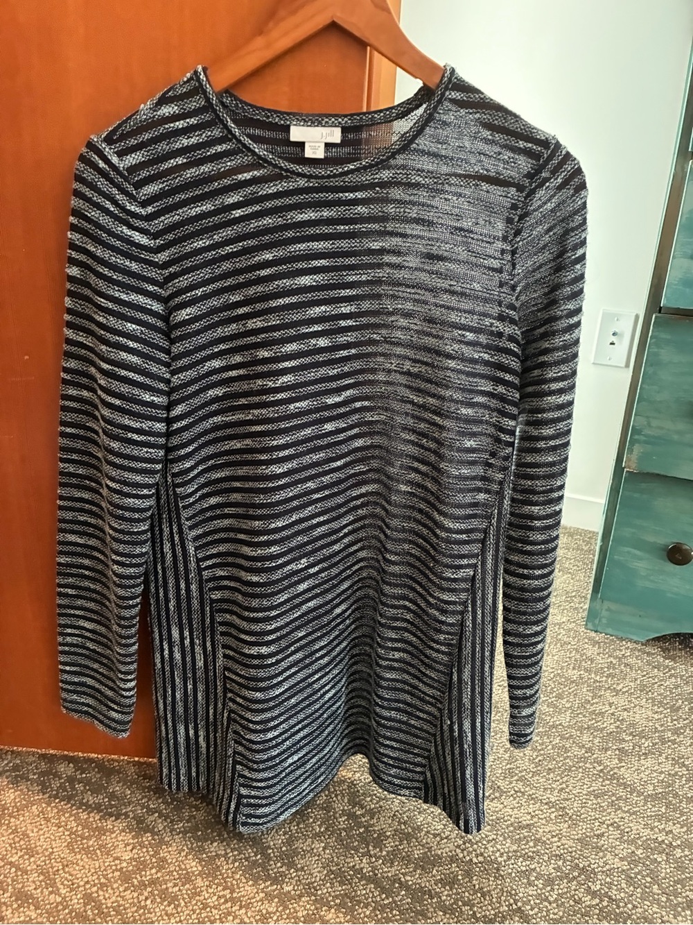 Striped Long Sleeve Knit Top - Black & White